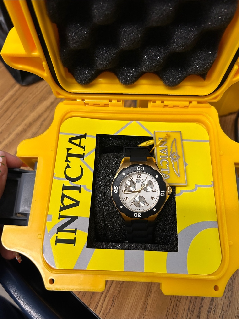 Invicta Black and Yellow Gold Watch